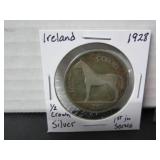 1928 SILVER IRELAND 1/2 CROWN COIN