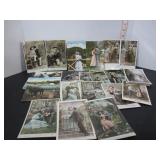 35 OLD MISC. LOVE-ROMANCE POSTCARDS