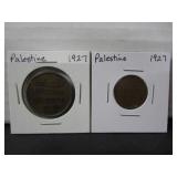 2 1927 PALESTIN COINS ONE MIL & 2 MILS