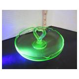 VINTAGE URANIUM GLASS BONBON DISH