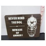 VINTAGE MASONITE 'BEWARE OF OWNER' SIGN