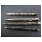 4 SILVER PLATED VINTAGE PENCILS