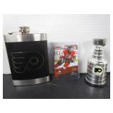 PHILLY -JEREMY ROENICK CARD-MINI TROPHY & FLASK
