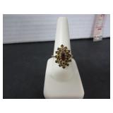 18KT HGE LADIES RHINESTONE RUBY RED RING