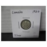 SILVER 1920 CANADA 5 CENT COIN