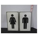 2 VINTAGE ORIGINAL GAS STATION WASHROOM SIGNS