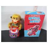OLD TIN WORKING MUSICAL MONKEY IN BOX