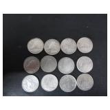 12 SILVER CANADA 10 CENT COINS