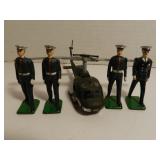 TOY METAL SOLDIERS AND HELICOPTER