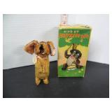 VINTAGE JAPAN WIND-UP DRUMMER DOG IN BOX