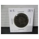 1817 US 13 STARS ONE CENT COIN