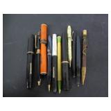 LOT OF VINTAGE FOUNTAIN PENS, REGULAR PENS ETC.