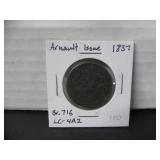 1837 UN SOU ARNAULT MONTREAL COIN