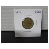1860 UNITED STATES ONE CENT INDIAN HEAD COIN