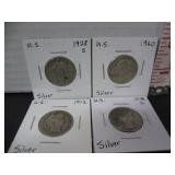 4 SILVER US COINS