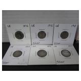6 SILVER GB 3 PENCE COINS