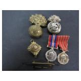 LOT OF OLD MILITARY PINS, CAP BADGES ETC.