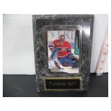 PATRICK ROY PARKHURST CARD ON WOODEN PLAQUE