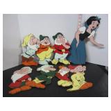 OLD WOODEN SNOW WHITE & THE 7 DWARFS CUT OUTS