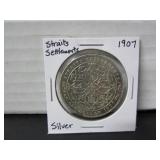 1907 SILVER STRAITS SETTLEMENTS ONE DOLLAR COIN