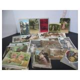 100 OLD MISC. LOVE-ROMANCE POSTCARDS