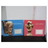 2 VINTAGE 3D UNUSED ICE CREAM SIGNS-EASEL BACK