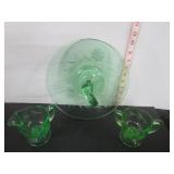 VINTAGE GREEN DEPRESSION GLASS LOT