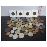 LOT OF OLD WORLD COINS-TOKENS ETC.