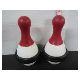 2 VTG.SCHWARTZ PEANUT BUTTER BOWLING PIN CONTAINER