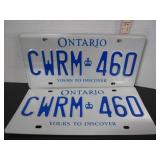 SET OF ONTARIO LICENSE PLATES