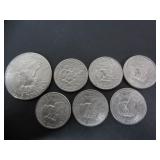 7 MISC. UNITED STATES ONE DOLLAR COINS