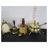 LOT OF BRASS ITEMS & DECANTER