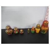 PAIR OLD HANDPAINTED RUSSIAN NESTING DOLLS