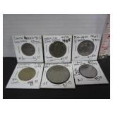 6 OLD FOREIGN COINS