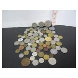 LOT OF OLD WORLD COINS TOKENS ETC.