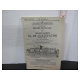VTG. MASSEY-HARRIS #26 CULTIVATOR PARTS BOOKLET