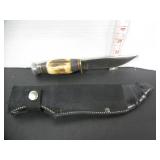 VINTAGE BONE ANTLER HANDLED HUNTING KNIFE