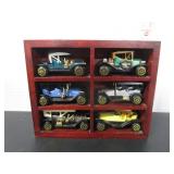 SET OF MINI REPLICA ANTIQUE CARS IN LITTLE SHELF