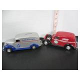 2 DIECAST ADVERTISING TRUCK-VAN BANKS