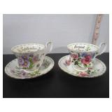 2 ROYAL ALBERT FLOWER OF THE MONTH CUP & SAUCER