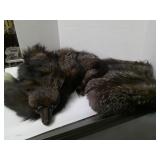 VINTAGE SILVER FOX STOLE AND MUFF PURSE