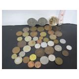 LARGE LOT OF MISC. OLD COINS-TOKENS-MEDALLIONS