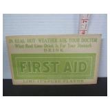 1930'S LIME DRINK FIRST AID TYPOGRAPHY SIGN