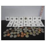 LOT OF 20 CANADIAN & MISC. EURO COINS ETC.