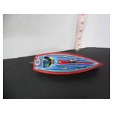 SCHYLLING TIN KEY WIND FIREBALL TOY BOAT