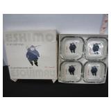 4 VINTAGE BOXED ST. CLAIR ESKIMO ART ASHTRAYS