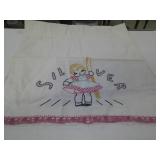 VINTAGE FLOUR BAG TEA TOWEL, HAND STITCHED