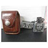 OLD SKULL CASED LIGHTER WITH LEATHER CASE