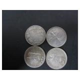 4 SILVER CANADA 25 CENT COINS