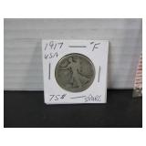 SILVER 1917 US WALKING LIBERTY HALF DOLLAR COIN